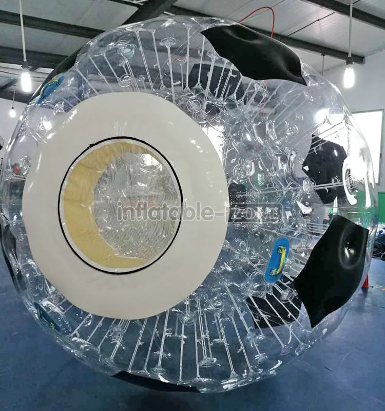 Football shape design inflatable grass zorb ball, transparent zorb hamster ball like a big football
