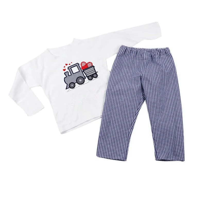 Вязаный хлопковый комбинезон puresun для маленьких мальчиков, одежда на День святого Валентина для маленьких мальчиков, комбинезоны с вышивкой и трактором на День святого Валентина