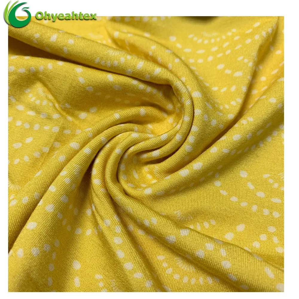 
Eco Custom Print 95 Bamboo 5 Spandex Organic Bamboo Printed Bamboo Jersey Fabric For Swaddle 