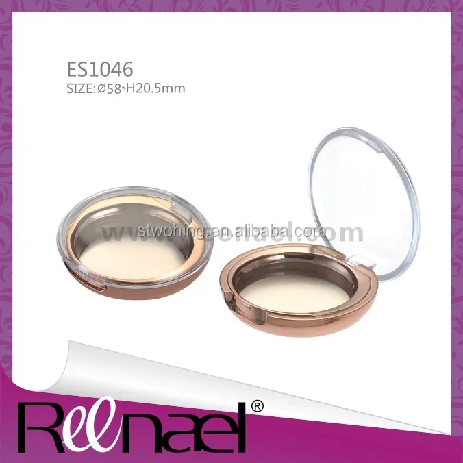 Small hinged plastic case round shape boxes 36 mm eyeshadow containers with window