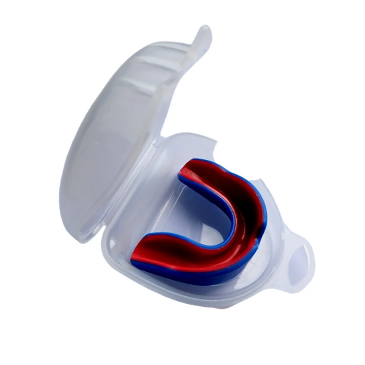 MG 003 blue outside red inside custom hockey  mma mouth guard with plastic box