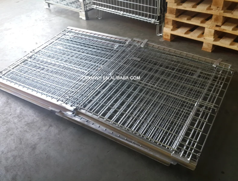 Hot-dip Galvanized Wire Mesh Pallet Cage with Wooden Pallet