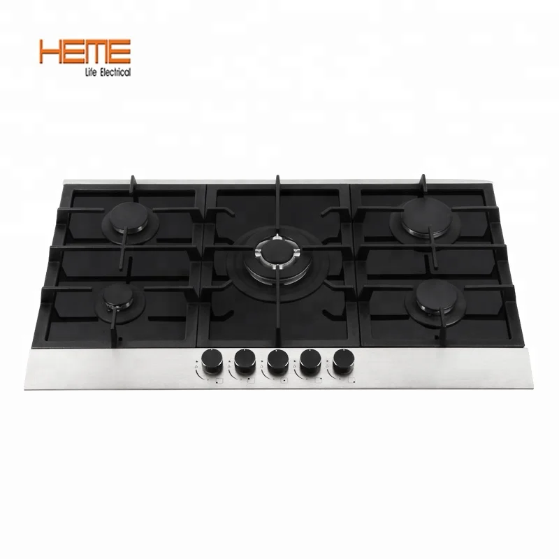 Household kitchen appliances 5 burner tempered glass 36 inch built in gas cooktop with ETL approval