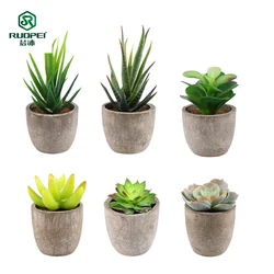 Realistic Decorative Artificial Cacti Potted Faux 6 Set Succulents Faked Cactus Aloe Plants