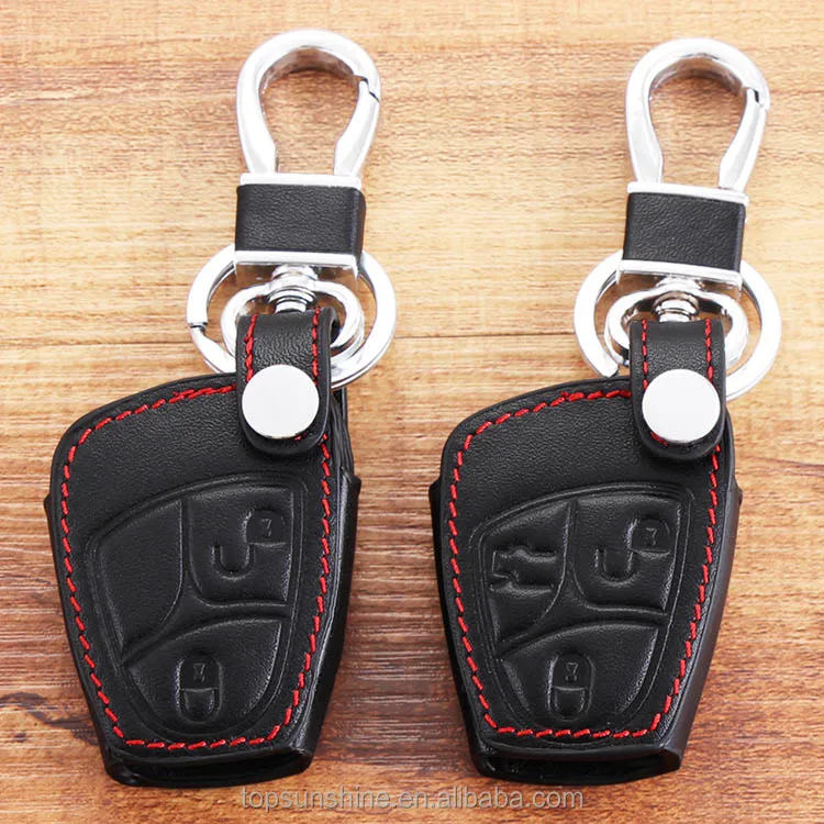 key protective holder keychain accessories remote PU leather key bag case cover for Mercedes Benz