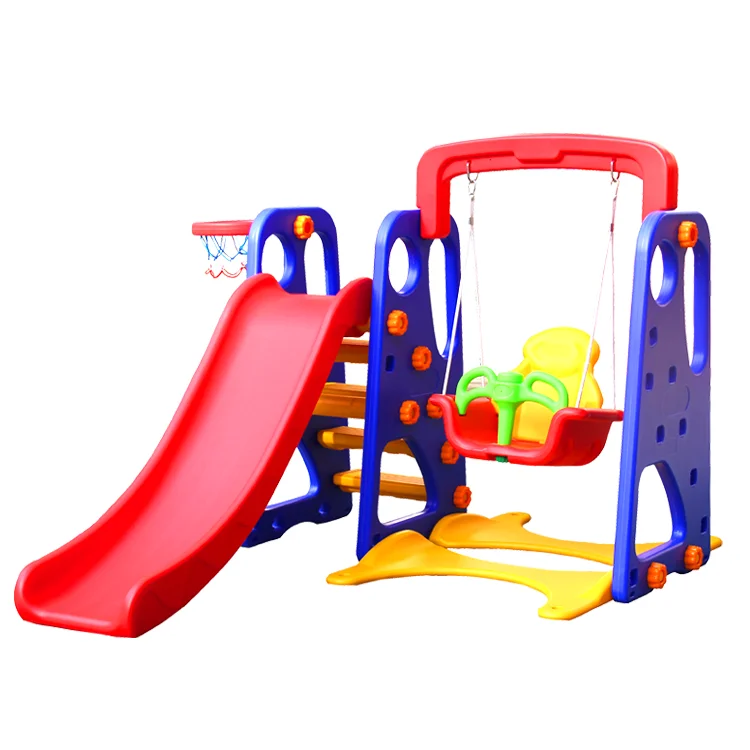 Combination Colorful Baby Kids Home indoor Plastic Slide and Swing Chair Play for sale
