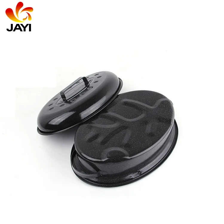 Enamel Roaster Bakeware Enamel Oval BBQ Chicken Roaster Pan With Rack