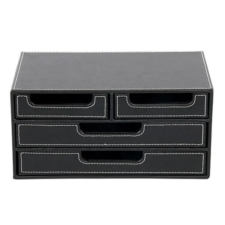 
Custom logo real leather desk 4 drawer storage organizer 