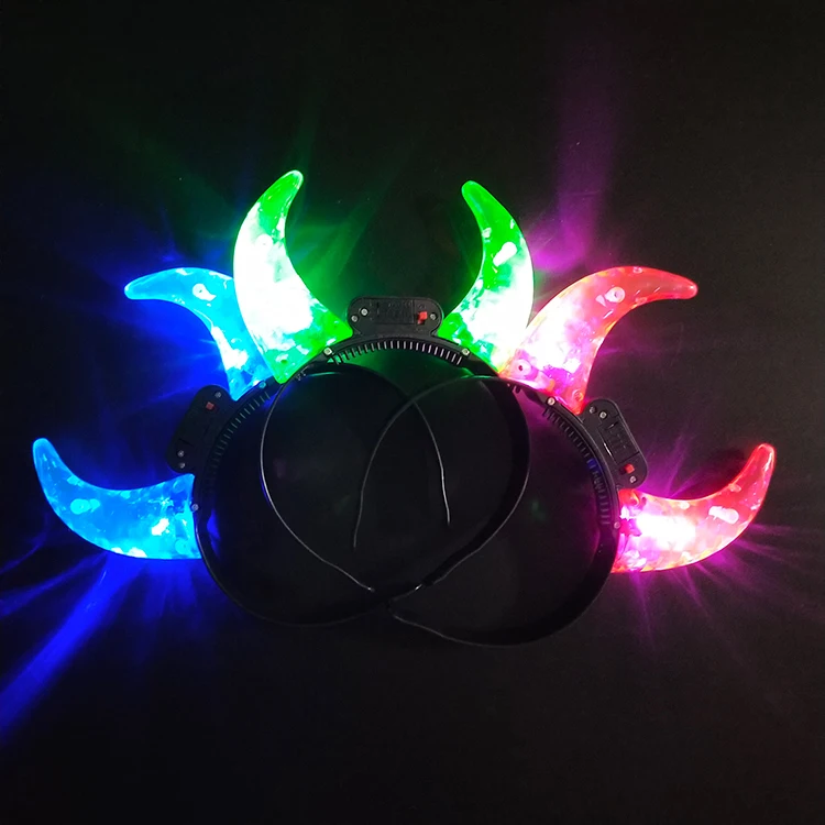 Light up Led plastic devil horns headband for halloween party