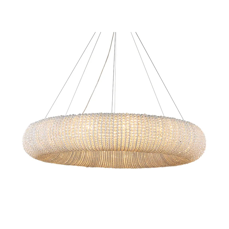 New hot sale round luxury modern k9 crystal ceiling pendant chandelier light