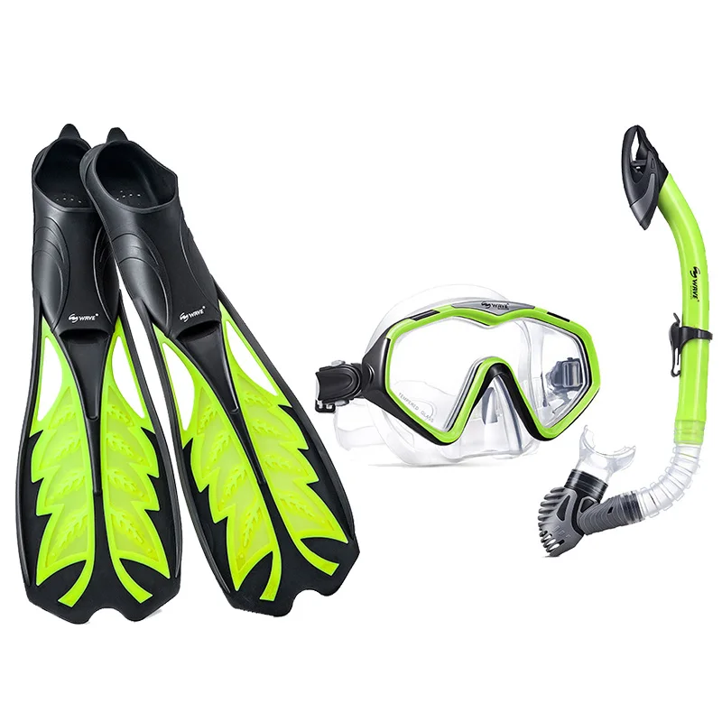 Adult diver scuba mask snorkeling foot diving fins flippers and snorkels