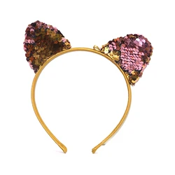 Fashion Christmas Cat Ear Hair Hoop Party Headband Reflective Hair Band Accessories for Kids