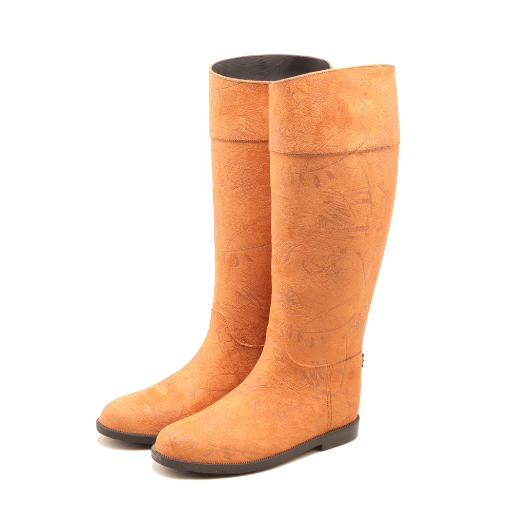 
High quality PVC ladies high suede warm high tube women rain boots 
