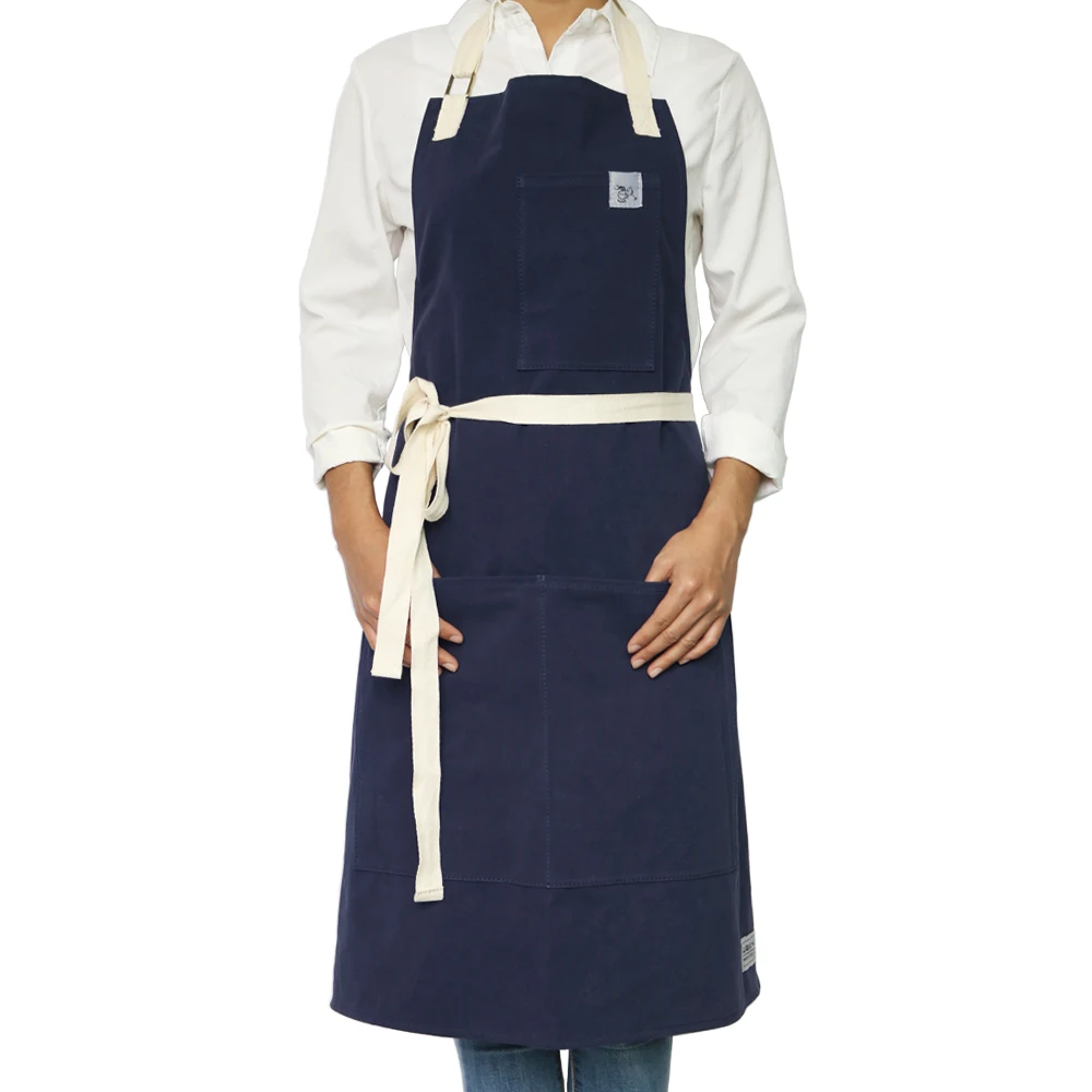 CHANGRONG Custom Unisex blue light weight 100% cotton kitchen apron full length bib Apron
