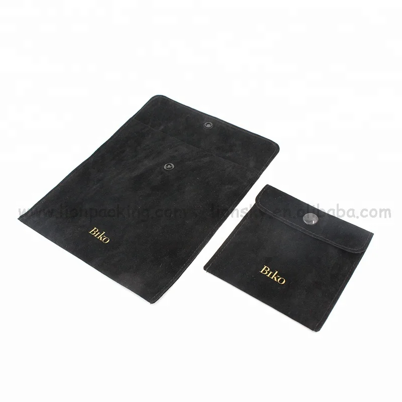 New design custom logo envelope style velvet pouches with low price