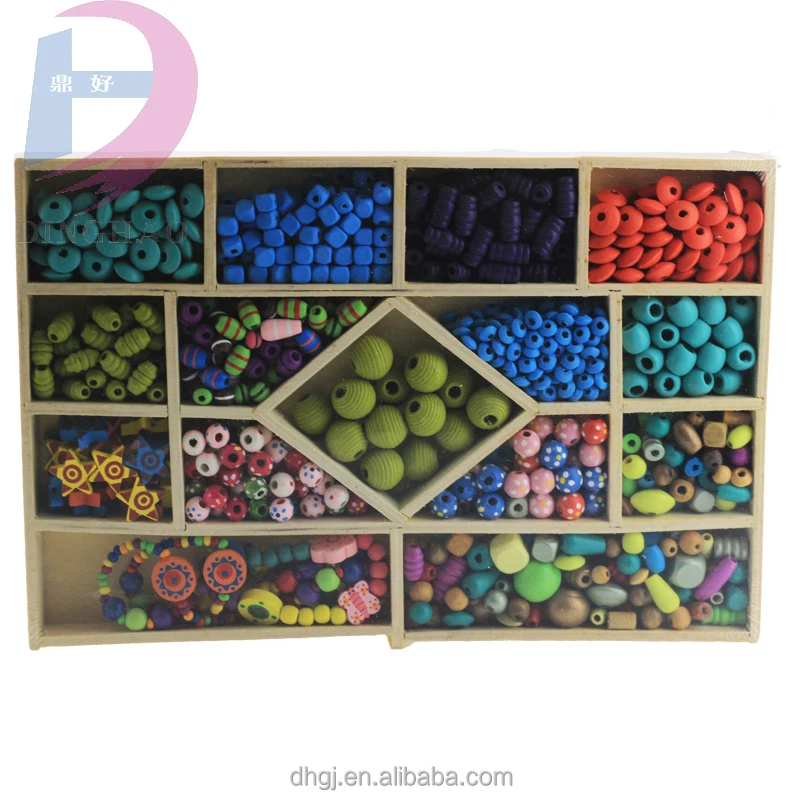 Deluxe String Along Bead Kit,Wood DIY jewelry Kit for Kids