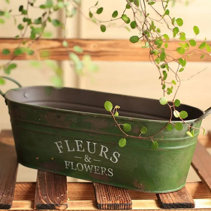 American country restoring ancient ways iron bucket,creative balcony decoration basin, pastoral style for old flower pots