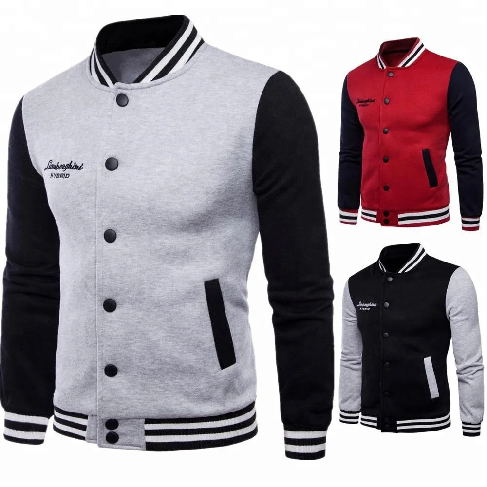 Long sleeve korean fashion varsity jacket embroidered letters baseball jackets for men