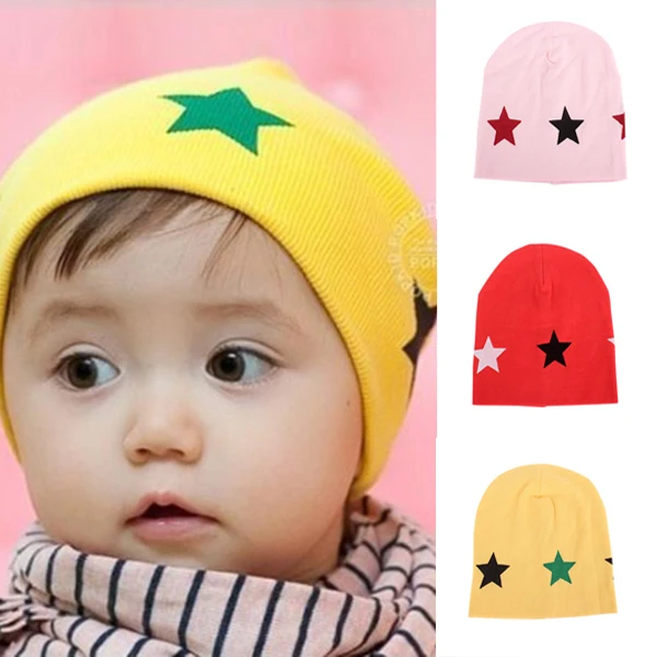 New Arrivals 6M 2Y Girls Boy Kids Infants Baby Winter Cotton Beanie Hat Cartoon Pentagram Print