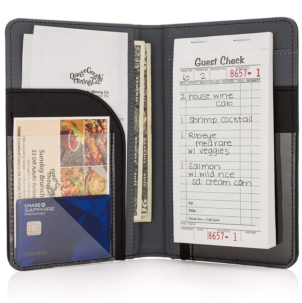 High Quality Popular PU Leather Server Book And Waiter Book Organizer Holds Guest Checks And Server Pads for Waiters