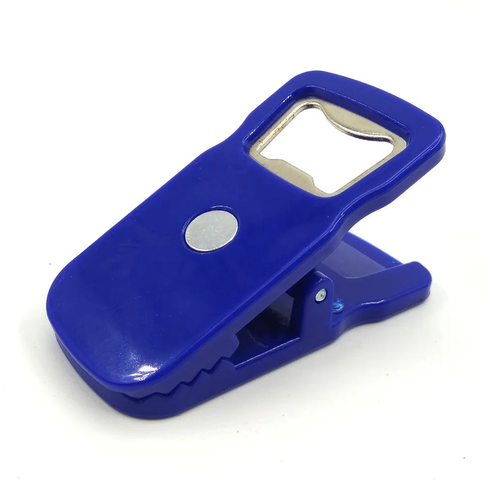 
plastic fridge magnet clip with beer bottle opener 