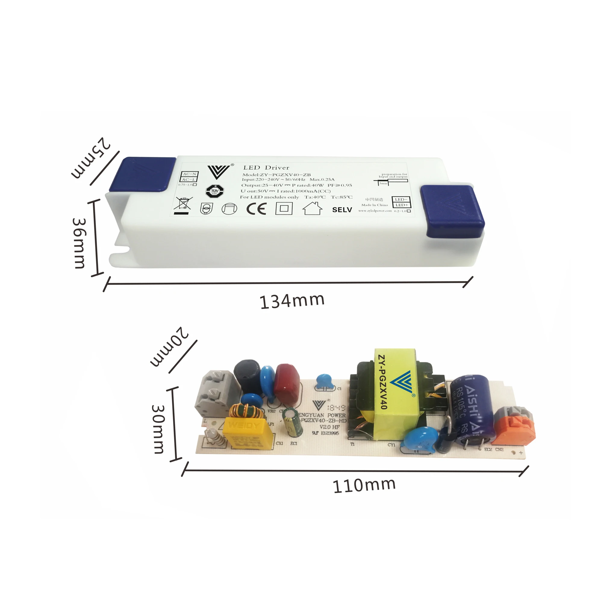 CE TUV SAA CB CCC одобрено высокий PFC изолированный 36W 900ma светодиодный панельный Светильник направленного света драйвер для европейского рынка