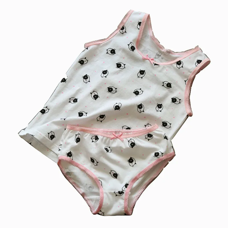 
summer hot selling kids brand cotton underwear children girl vest suits sleeves less 