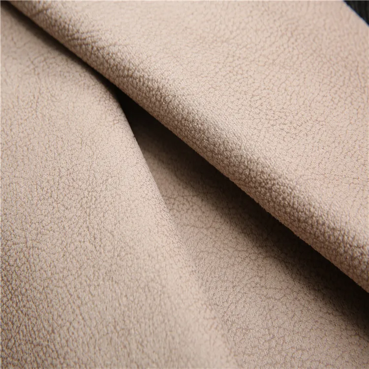 
Suede manufacturers embossed suede sofa fabric backing with polar fleece 