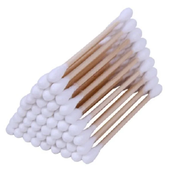 OEM non sterile PE bag package double tips cotton swabs for daily use bamboo wooden cotton swabs