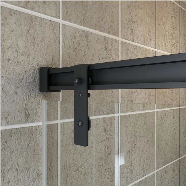 American Style Frameless Glass Sliding Shower Cabin Barn Door with Carbon Steel Hardware Track Kit