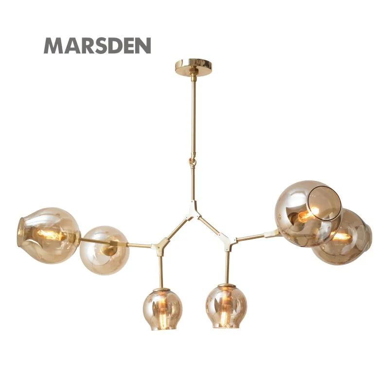 MARSDEN high lumen lobby room suspension glass iron loft pendant lamp