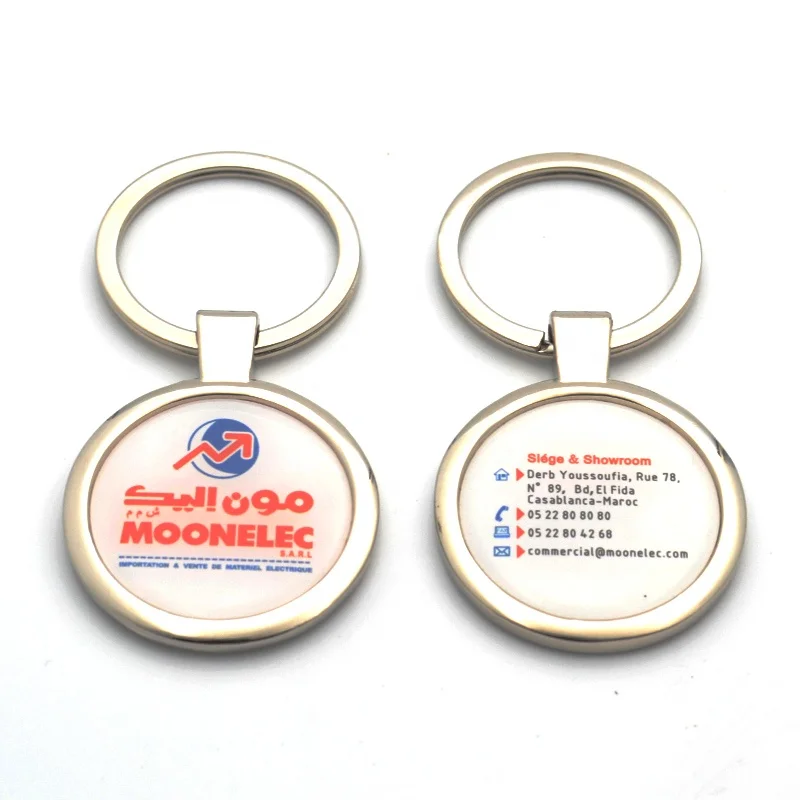 OEM Custom Logo Two-Sided Printed Epoxy New Design Promotional Alloy Keychain Laser Zinc Metal Carabiner for Key Use