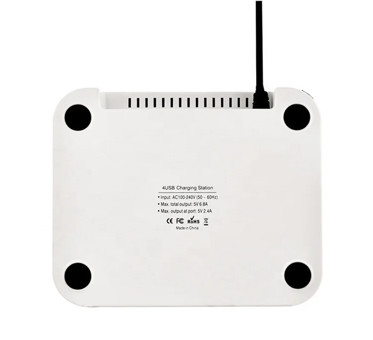 
4-Port USB Phone Charging Station Dock Multi Device Fast Charger Organizer Compatible iPhone Samsung Android & Tablets 