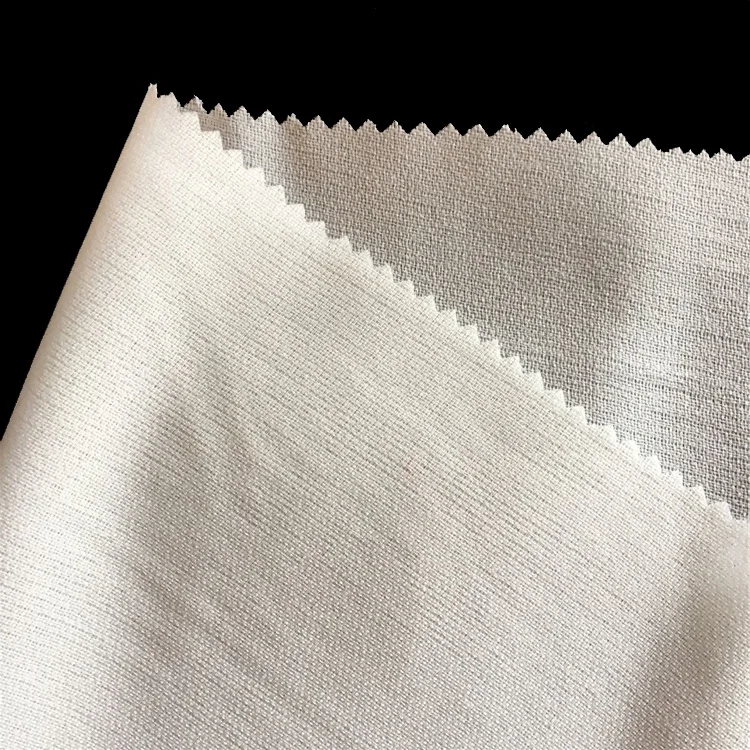 
water jet loom 75D fusible double dot coating hot melt glue interlock white interlining for man business suit and fashion suit 