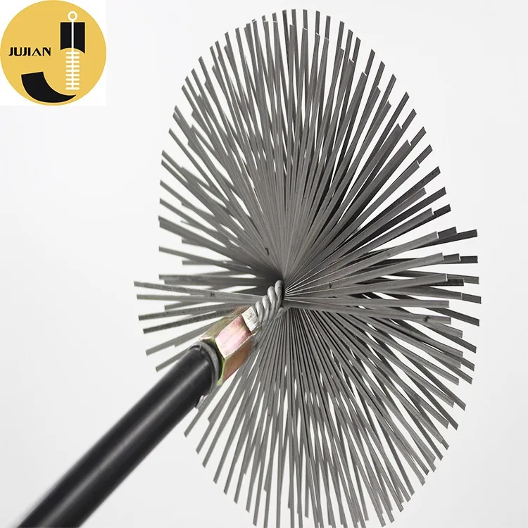 Industrial Flat Steel Wire Long Handle Chimney Sweeping Brush, Rotating Chimney Brush