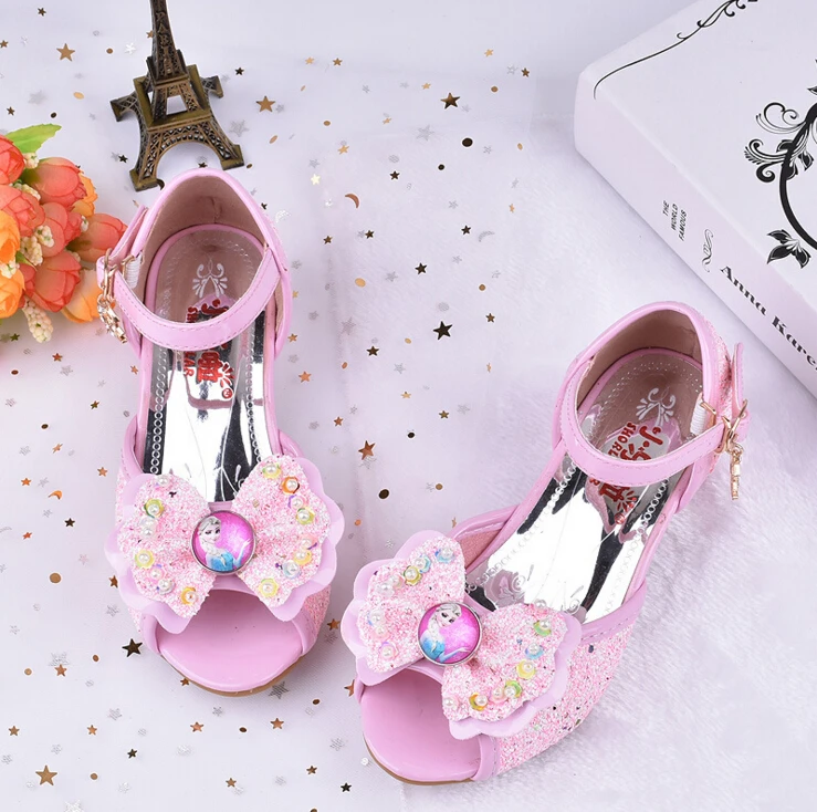 Холодное сердце Эльза летние дети Кристалл красивая принцесса девушка высокие каблуки