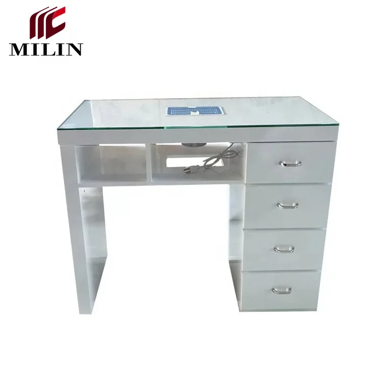 
Glass top nail table with vent practical nail table with ventilation hot sale product 