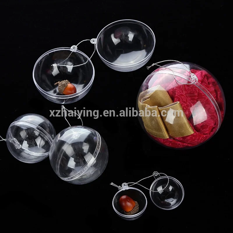 New plastic transparent fillables Christmas ball creative DIY clear hollow Christmas tree pendants clear ornament bulb container