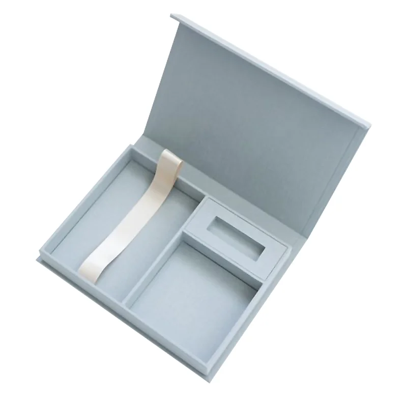 Free Sample Exquisite Custom Photo Album Packaging And Usb Drive Packing Gift Boxes With Magnetic Lid Closure