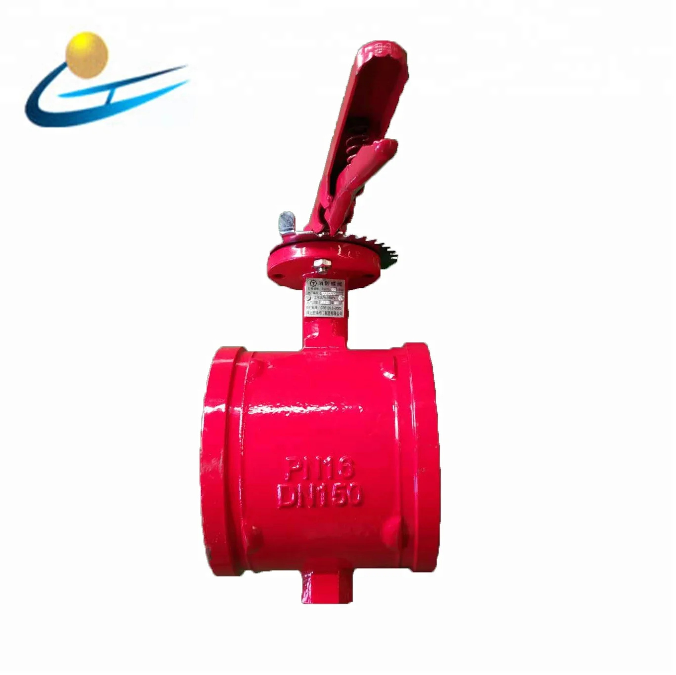 ductile iron cast iron fire fighting socket handle handwheel  grooved butterfly valve