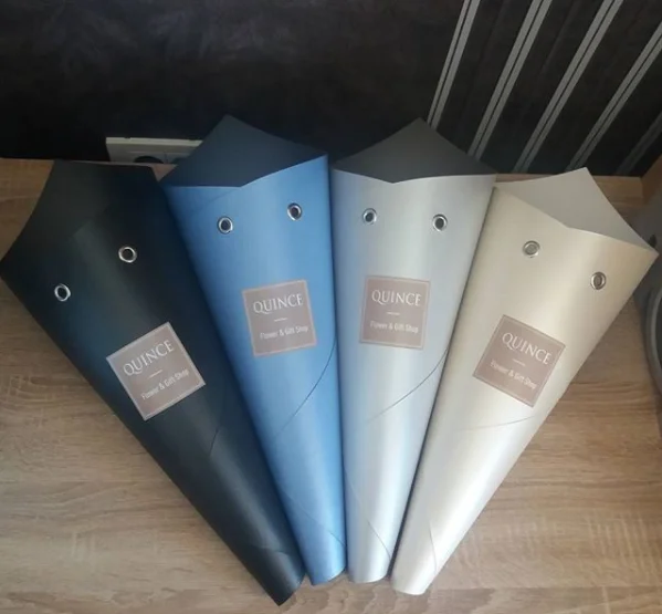 Recycle brown Kraft paper cone shaped roses flower gift packaging box with handle wholesale