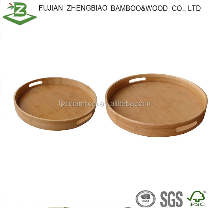 Factory directly supply bamboo round tea and coffee serving tray table