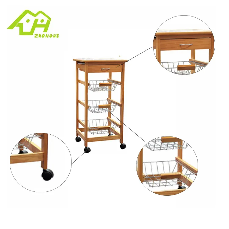 
Fashion Professional Mobile 4-shelf Kitchen Mobile Food Serving Kitchen Dining Carts 