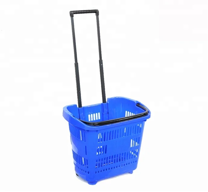 Rolling Shopping Basket with Telescopic Handle