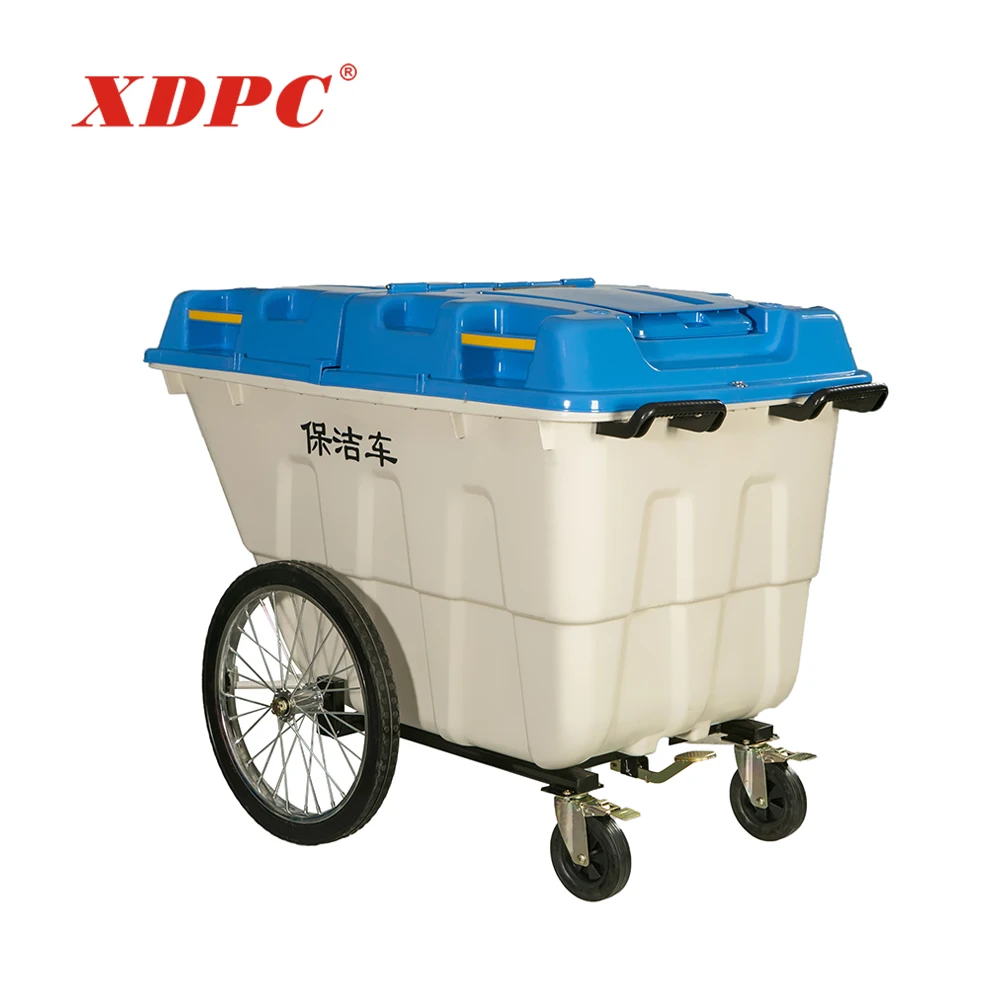 Industry mobile outdoor 400 liter plastic garbage container dustbin cart