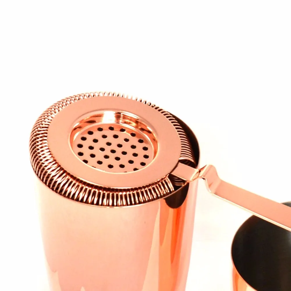 28oz 18 oz Boston Cocktail Shaker Barware Set 2oz Measuring Jigger rose gold Twisted Mixing Spoon
