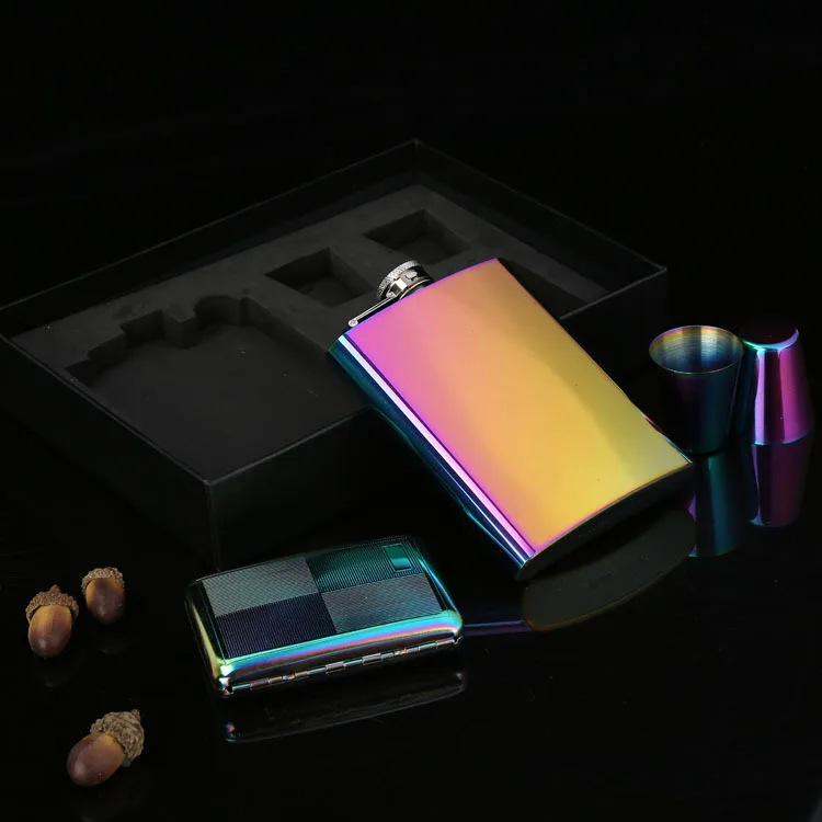 Рекламные подарки на заказ, экологически чистые бокалы для вина 304 и 201 с принтом, фляжка из нержавеющей стали в подарочной коробке