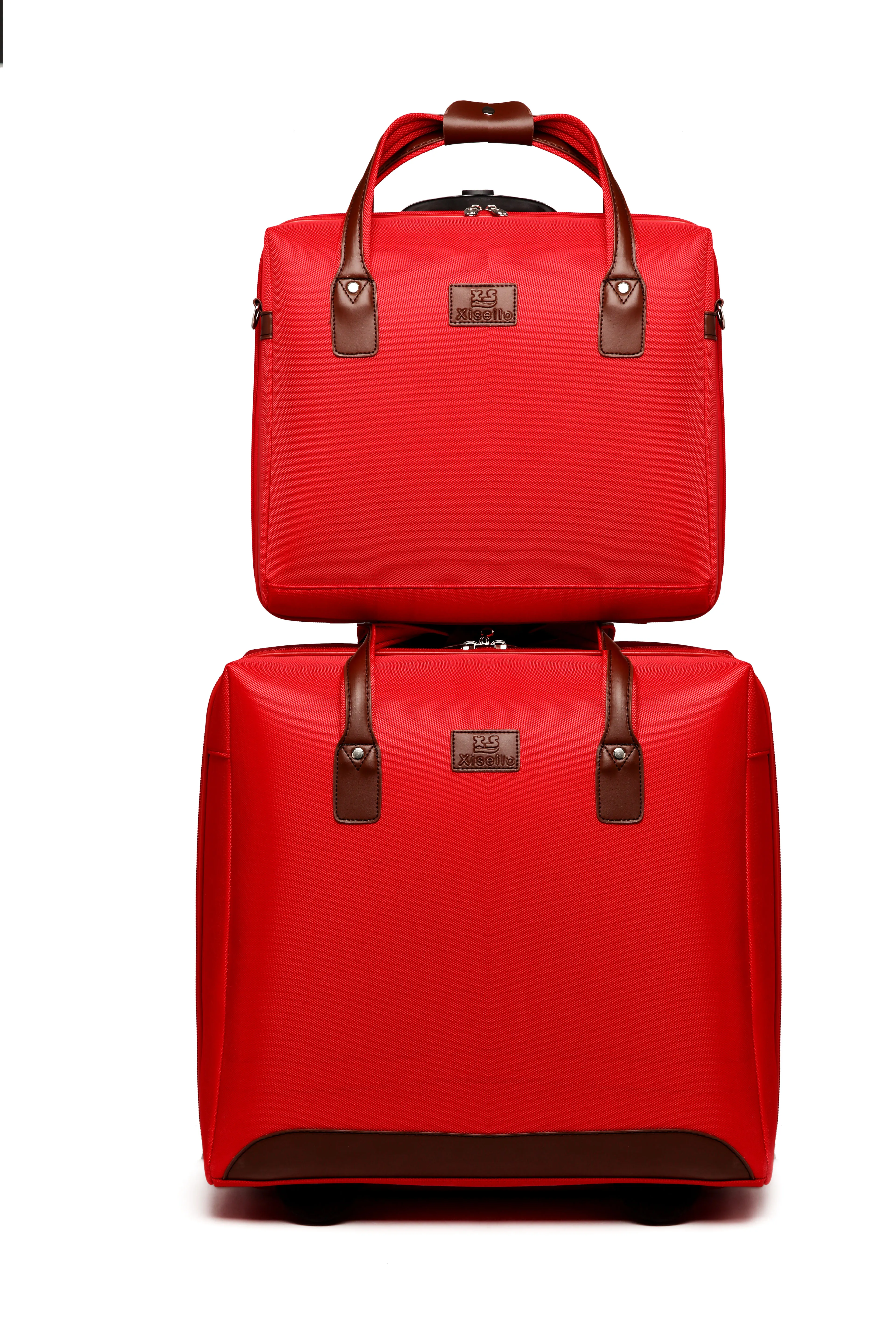 oxford fabric and pu leather fabric traveling outdoor suitcases luggage set