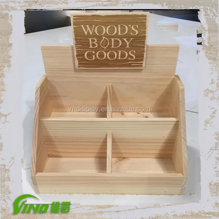 Popular Wooden cosmetic Counter Display wood jewelry boxes custom printed counter display