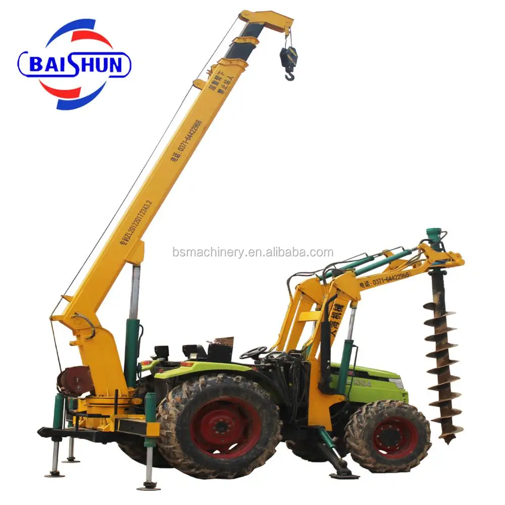 Good Quality BS1000 Crane Mounted Wooden Pole Erection Pile Driver Machine for Utility Poles